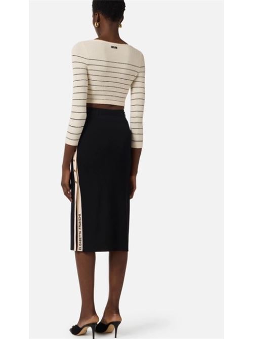 Gonna in maglia con bande in viscosa lucida ELISABETTA FRANCHI | GK27S61E2.685